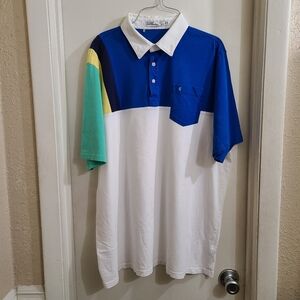 Criquet Mens Colorblock Golf Polo Shirt Pocket XXL 2XL